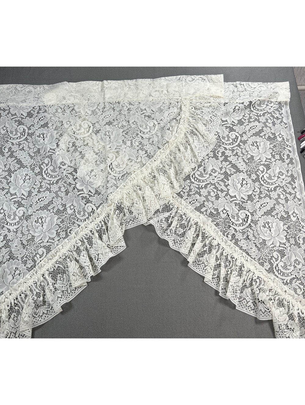 Vintage JC Penny Ivory Lace Swag 2 Panels Made in USA Cottagecore Country